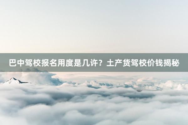 巴中驾校报名用度是几许？土产货驾校价钱揭秘