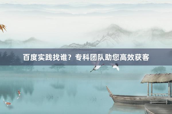 百度实践找谁？专科团队助您高效获客